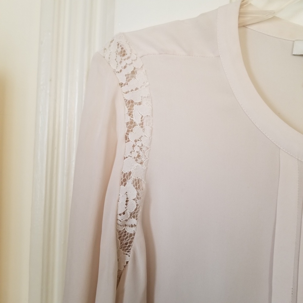 Joie ivory silk lace inset blouse Med - Picture 4 of 8